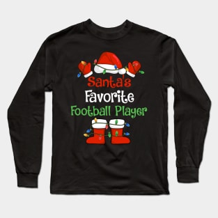 Santa's Favorite Football Player Funny Christmas Pajamas Long Sleeve T-Shirt